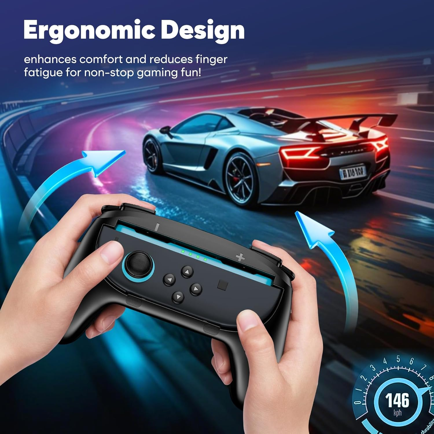 Procase 2 Pack Joy-Con Controller Hand Grips for Nintendo Switch 2 2025 Released, Wear-Resistant Comfort Handles Holder for Joy Cons - Black image number 2