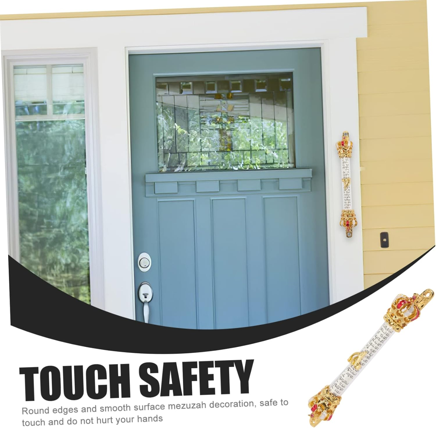 Religious Metal Mezuzah Door Memorial Scroll with Red Crown Design Jewish Hanukkah Home Decor Loss of Mother - As Shown image number 4