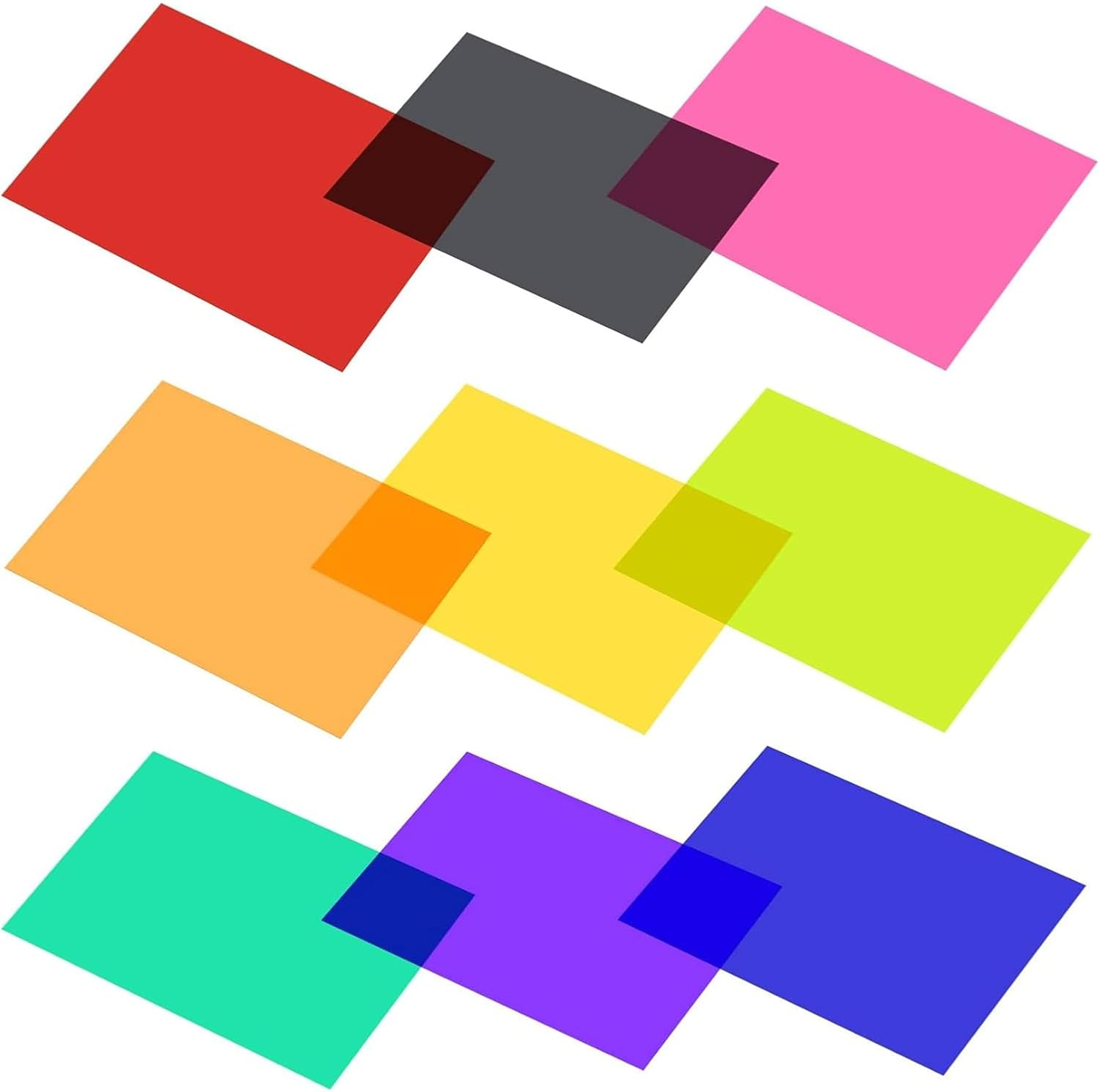 OJIOUI 9Pcs Colored Gel Light Filter Correction Colored Overlays Transparent Film Lighting Gel Filter Plastic Sheets Correction for Film Video Photo (Multicolor) image number 5