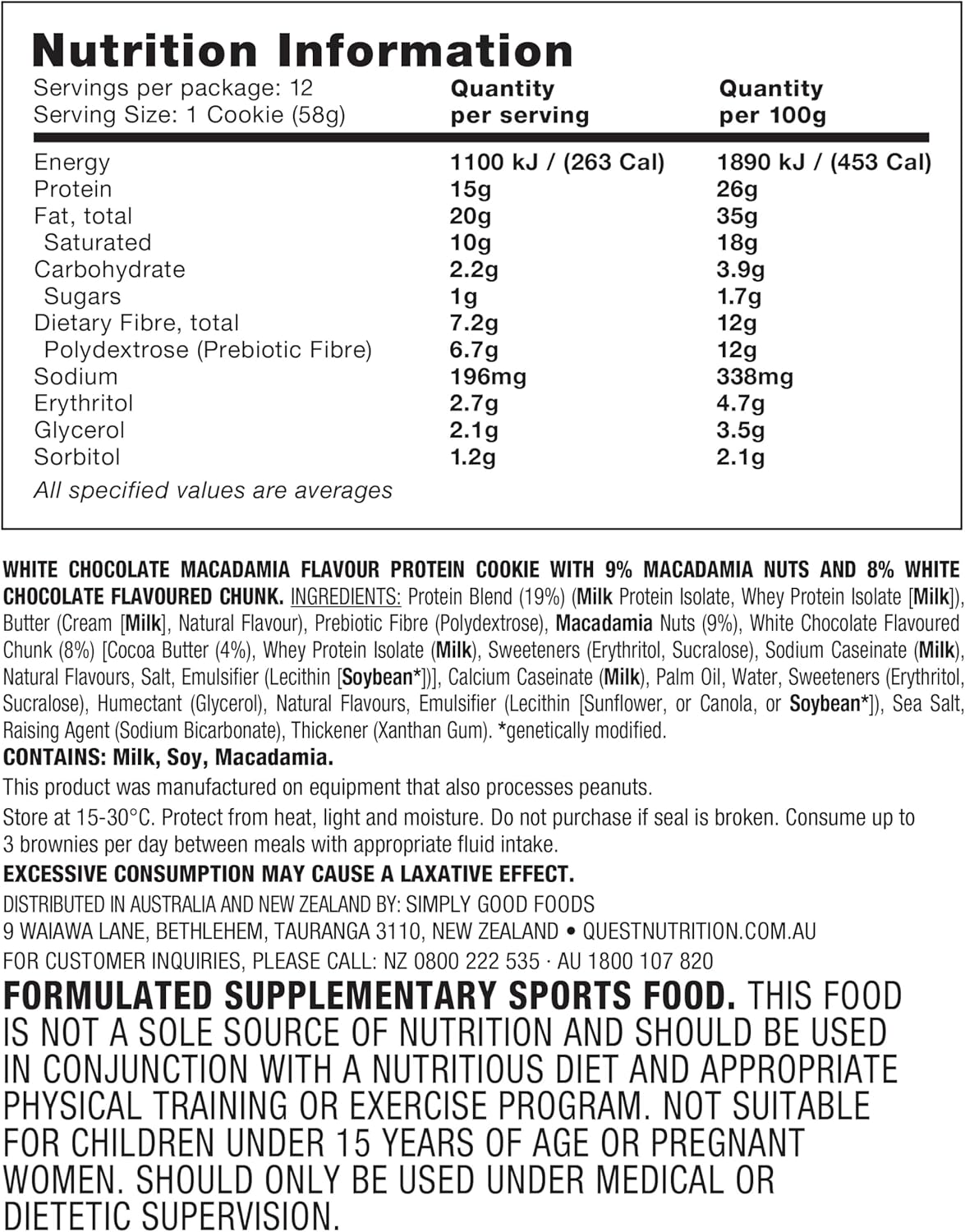 Quest Nutrition White Chocolate Macadamia Protein Cookie, Keto Friendly, High Protein, Low Carb, 12 Count image number 2