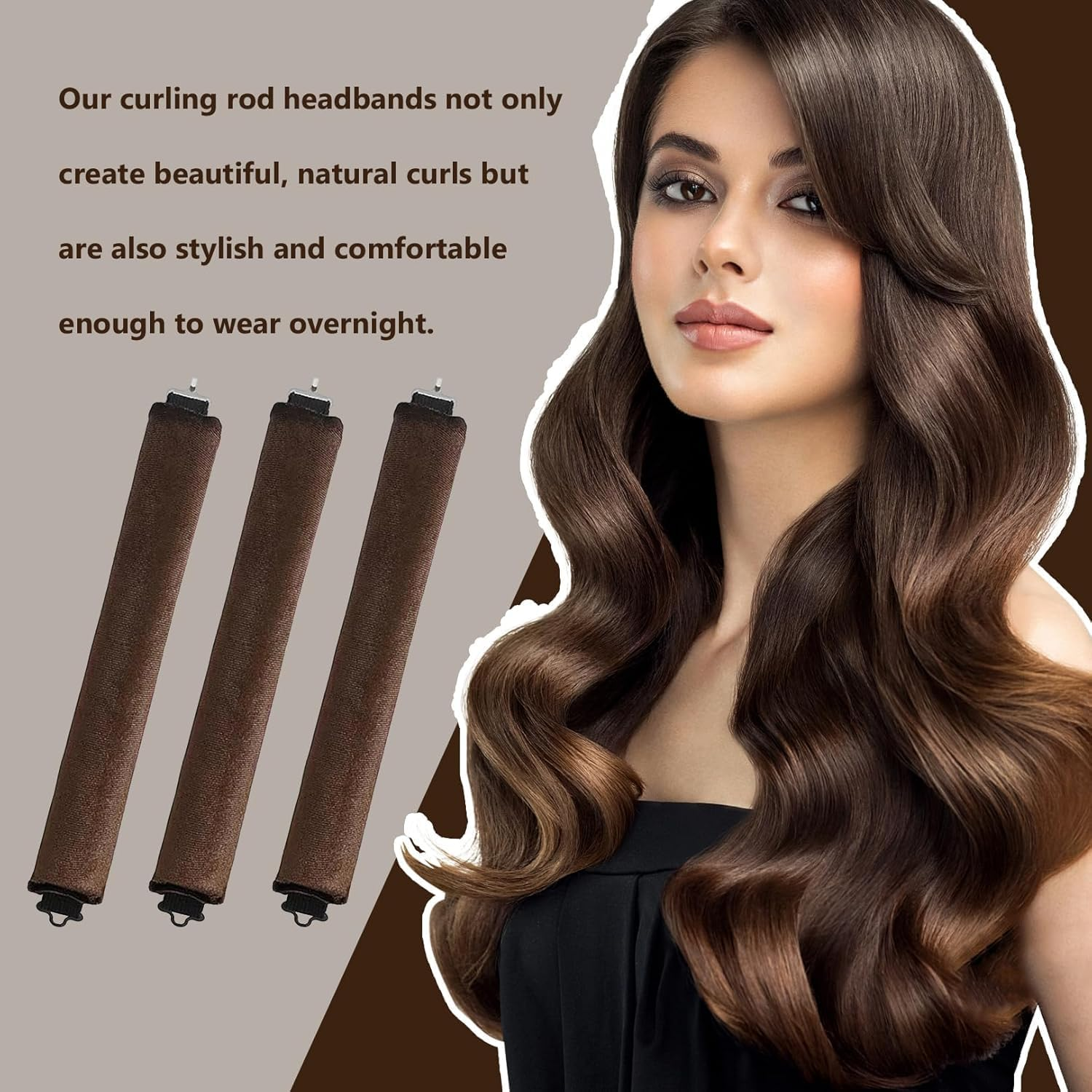Zhangjunfle Overnight Blowout Headband Rods, 3Pcs Overnight Heatless Curls Blowout Rods, Heatless Curling Rods Velvet Blowout Rods Flexi Rods with Turban