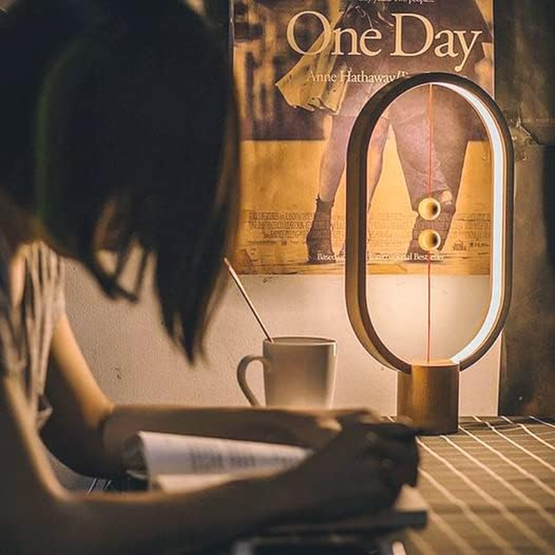 Heng Balance Lamp,Creative Smart Balance Magnetic Switch LED Table Lamp,Usb Powered Rechargered LED Table Lamp Desk Lamp for Home,Office (Wood) image number 1