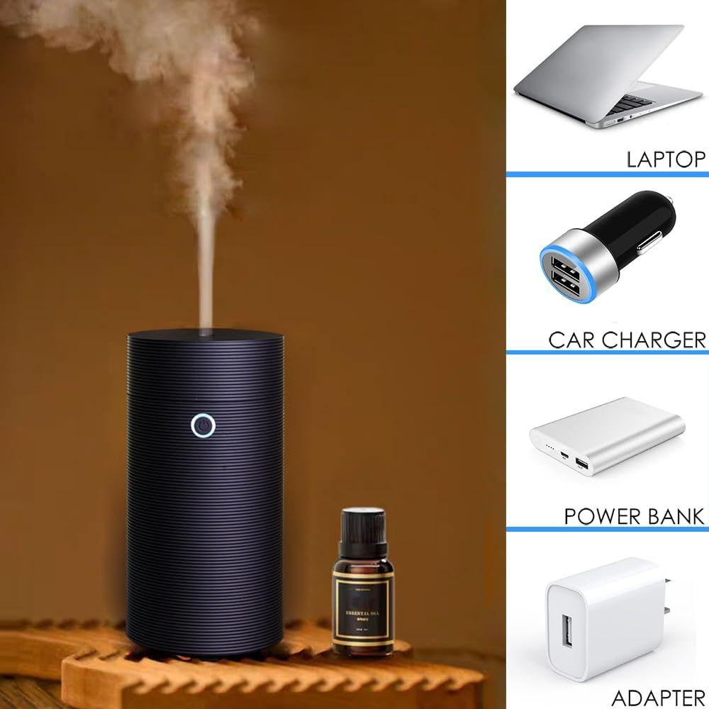 Car Diffuser Humidifier Aromatherapy Esstential Oil Diffuser USB Cool Mist Mini Portable for Car Home Office Bedroom (Thread Black) image number 5