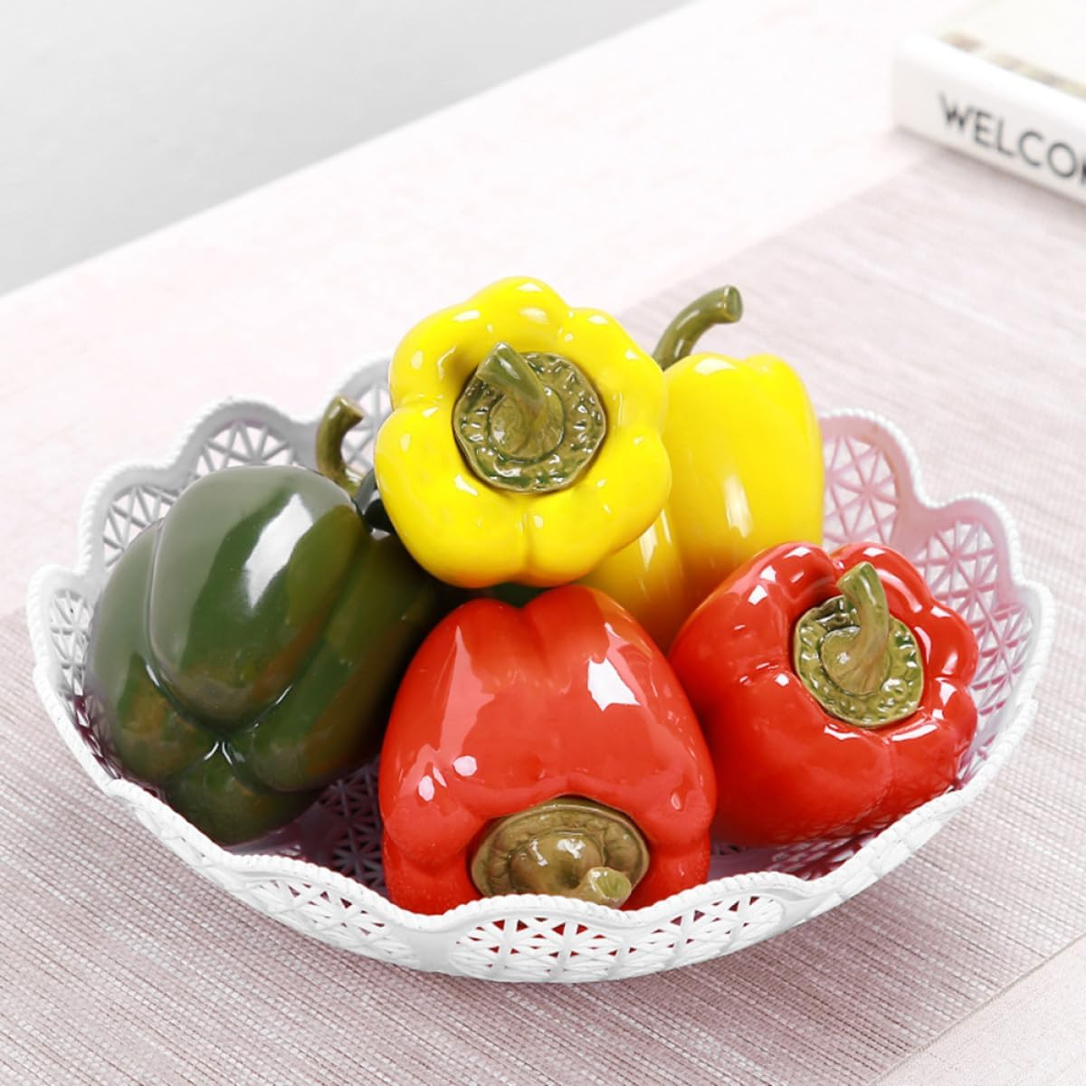 TOMETURE Red Small Mini Ceramic Tea Storage Jar Capsicum Shape Food Container for Loose Tea and Coffee Beans image number 6