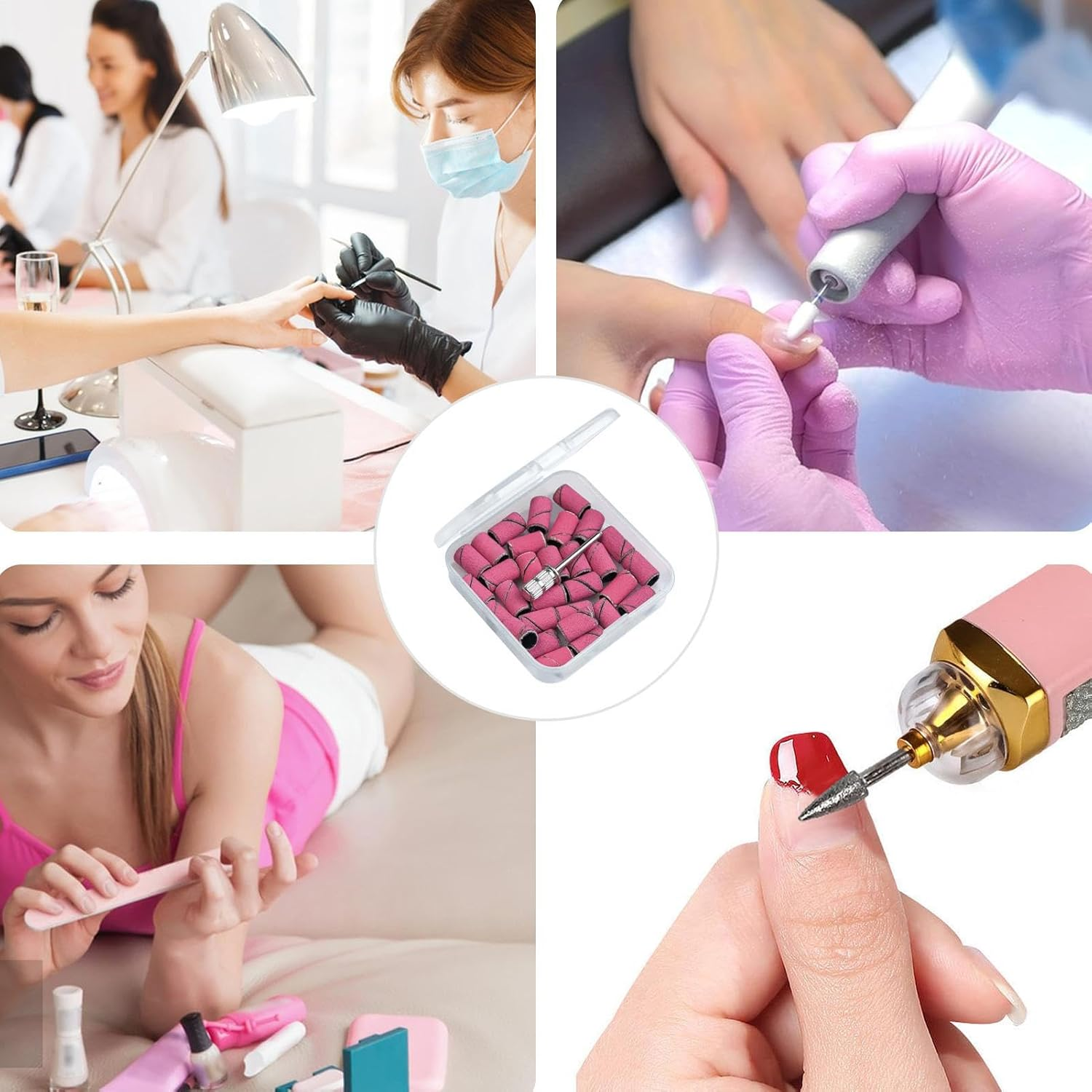 Sanding Bands for Nail Drill | Nail File Sanding Bands with Mandrel Bit - Fine Grit Nail File Sanding Bands for Acrylic Nails Gel Manicures and Pedicure Jmedic image number 2