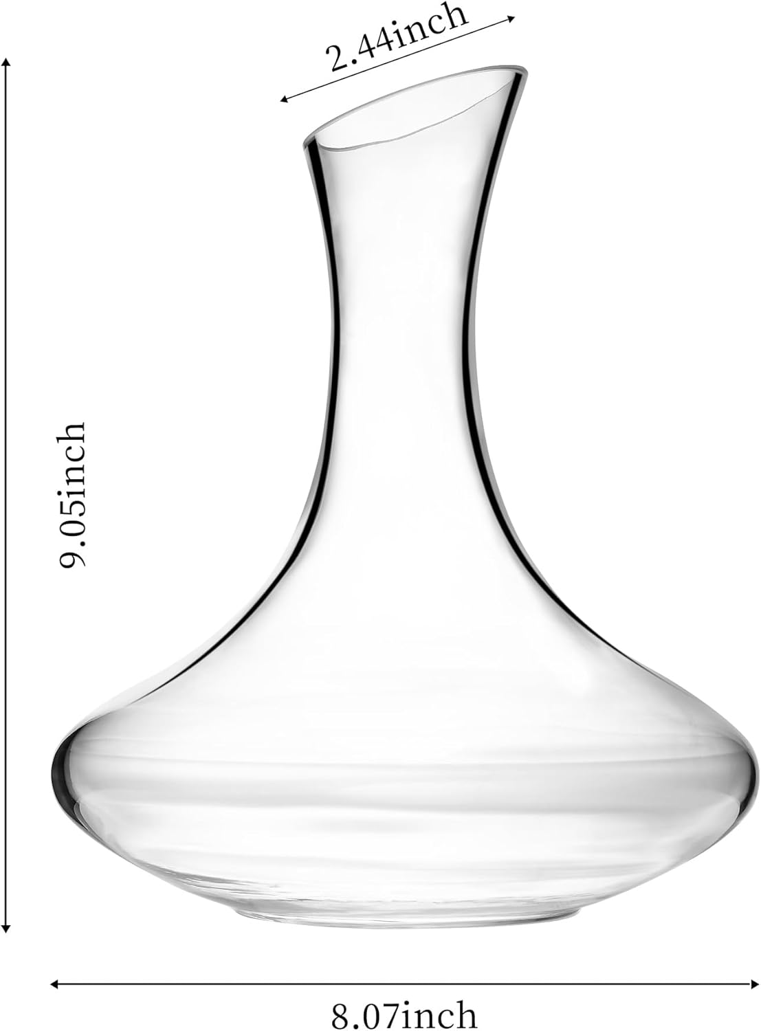 Wine Decanter 1500Ml/52Oz Elegant Red Wine Carafe Decanter, Hand Blown Lead-Free Crystal Glass Wine Carafe for White and Red Wine, Bottle Gift and Wine Accessories image number 2
