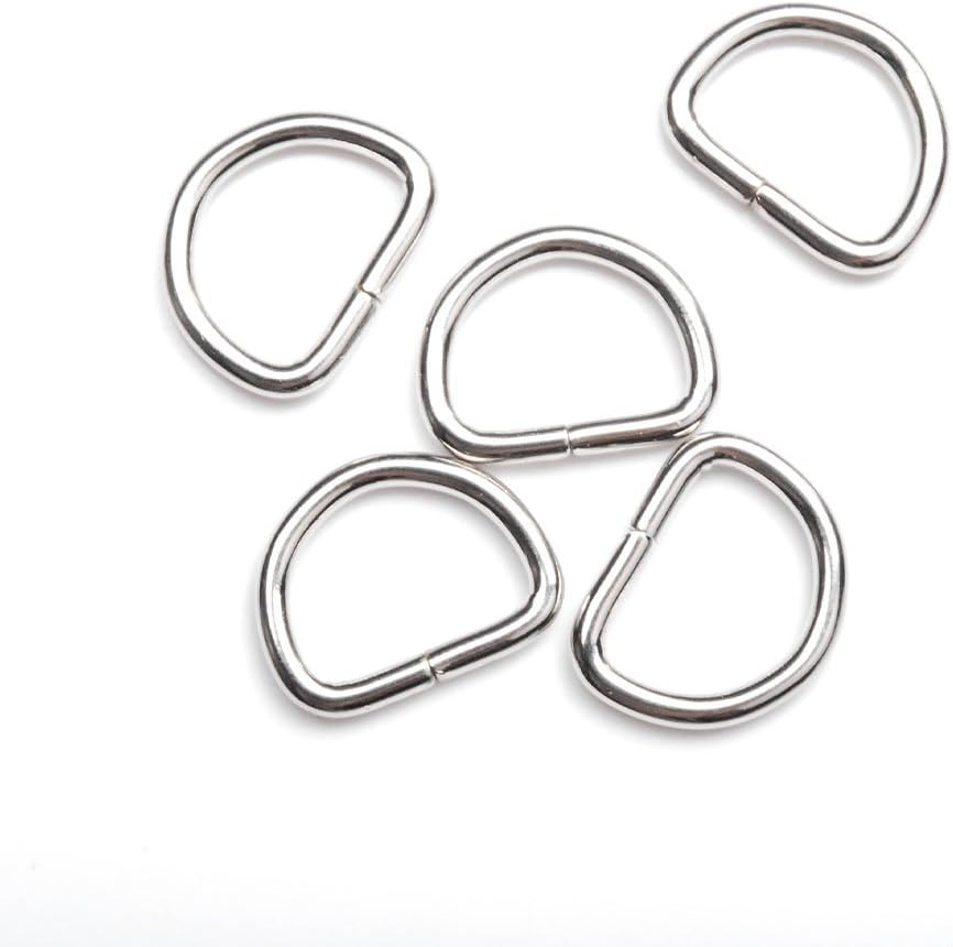 Coobigo 100 Pack 1/2" Dee Rings D-Ring Metal Buckle Strap Sewing Accessories FLQ051-E