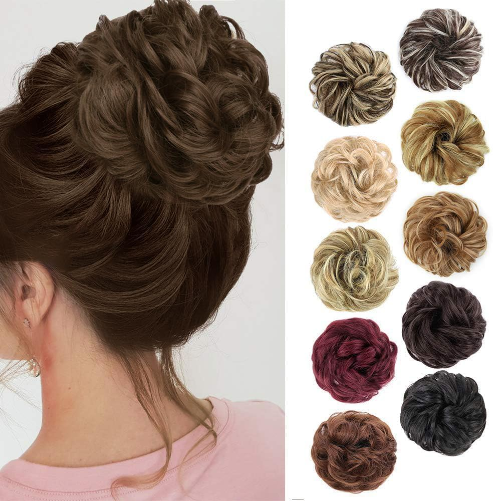 1PCS Messy Hair Bun Hair Scrunchies Extension Curly Wavy Messy Synthetic Chignon for Women Updo Hairpiece(Color:8#) image number 6