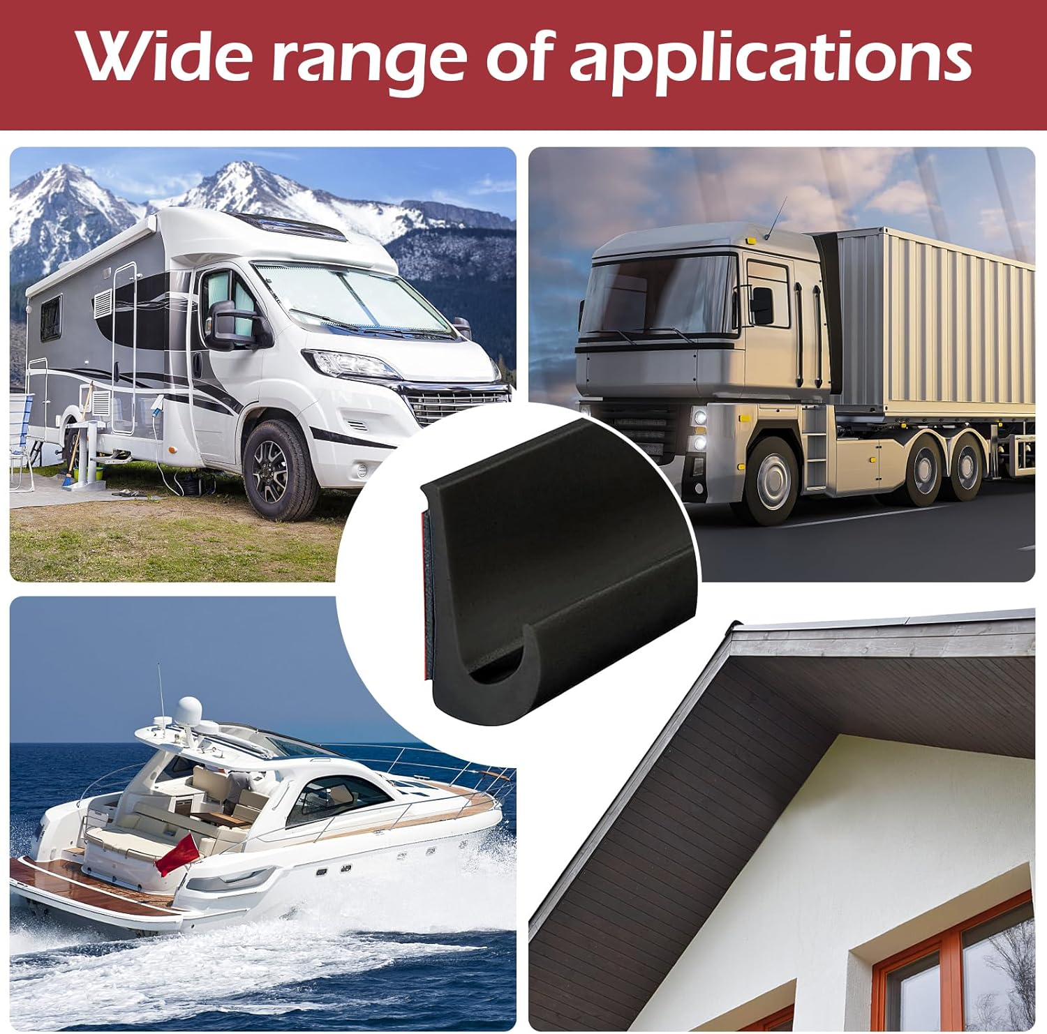 RV Rain Gutter, PVC Rain Gutter Self Adhesive, J Shape RV Rain Gutter for Motorhome Rain Gutter, Plastic Rain Gutters, Roof Rain Diversion Strip for Truck, RV, Boat, Van, Door, Car (Black, 10M) image number 7