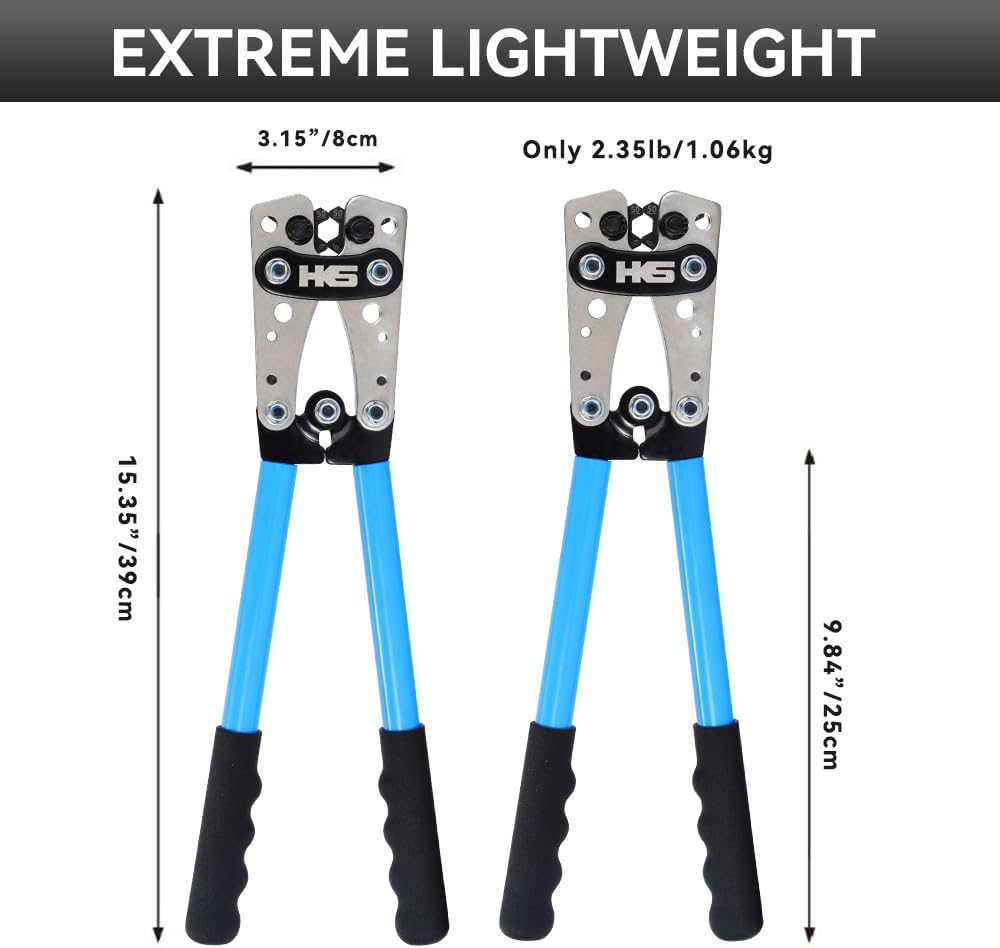 Aucent Battery Cable Lug Crimping Tool Wire Crimper with 60Pcs Lugs and Wire Cutter AWG 10-1/0 for Copper Ring Terminals image number 6