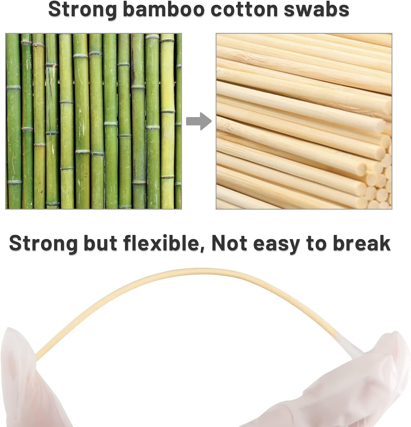 200PCS 6" Long Cotton Swabs with Bamboo Sticks - Lint Free, Highly Absorbent Cleaning Cotton Tipped Applicators image number 1