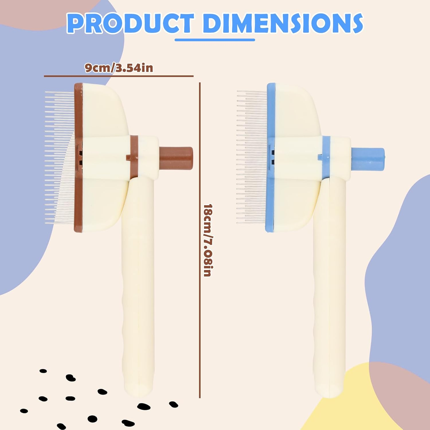 Culinavog Fellblitz Cat Brush, Pack of 2, 18 &times; 9 Cm, Self-Cleaning Fur Flash Brush, Easy to Clean, Pet Brushes for Dogs, Cat Comb for Short Hair, Long Hair, Pet (Brown, Blue) image number 3