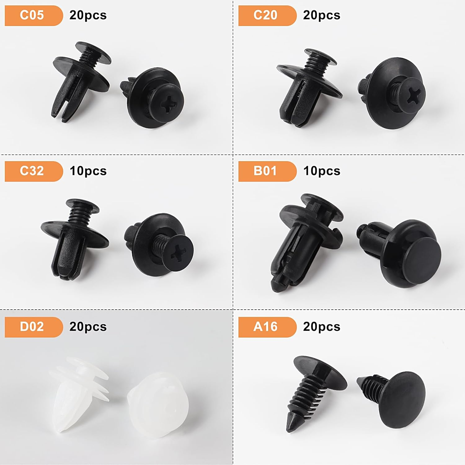 100 Piece Push in Bumper Repair Kit, Universal Car Trim Clips with 5 Removal Tools, Expansion Screws Replacement Kit image number 1