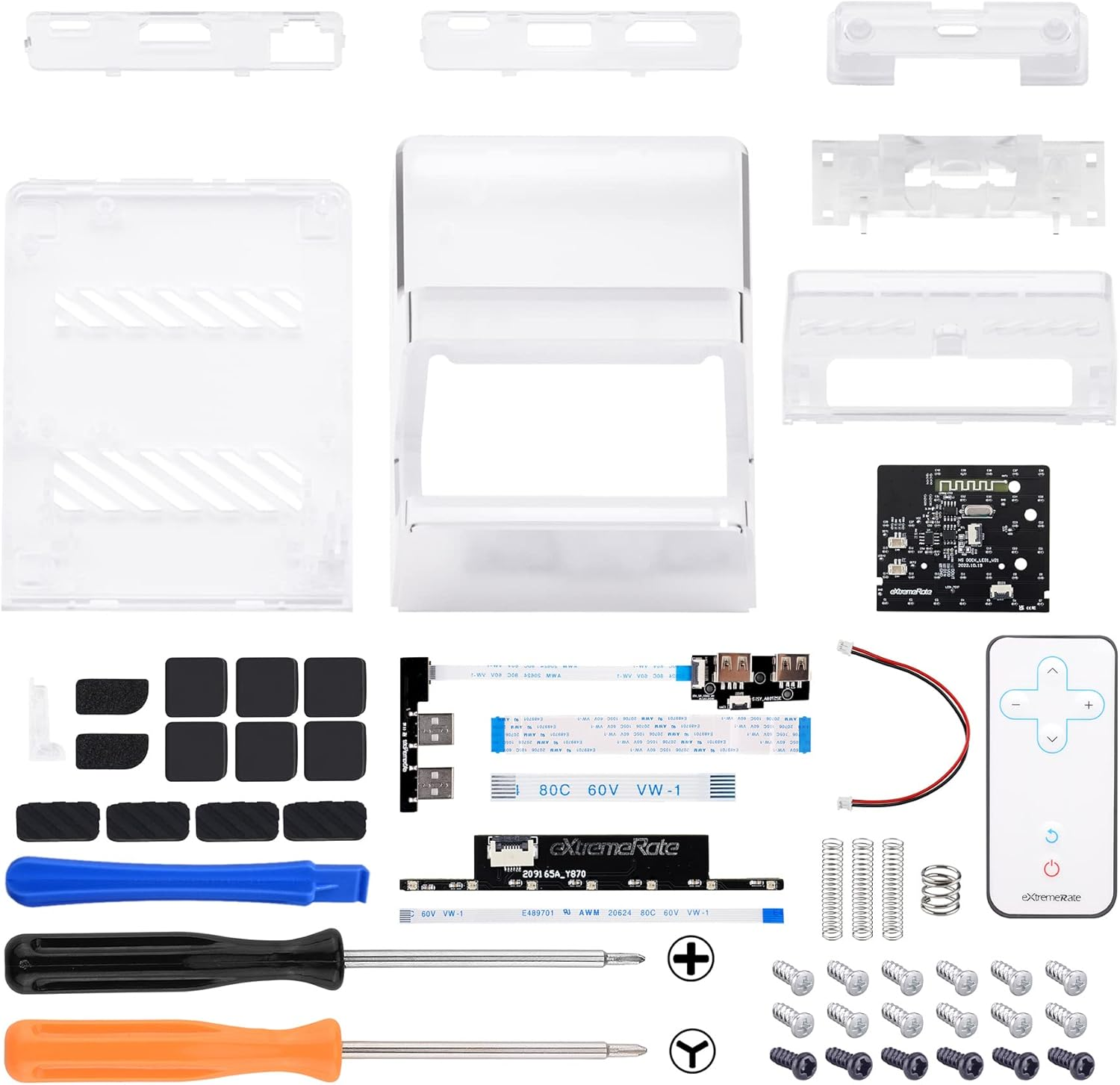 Extremerate Airydocky DIY Kit LED Version Replacement Shell Case for Nintendo Switch & Switch OLED Dock, Redesigned Control 7 Color 39 Effects RGB LED Kit for Nintendo Switch OLED Dock - Clear Atomic Purple image number 3