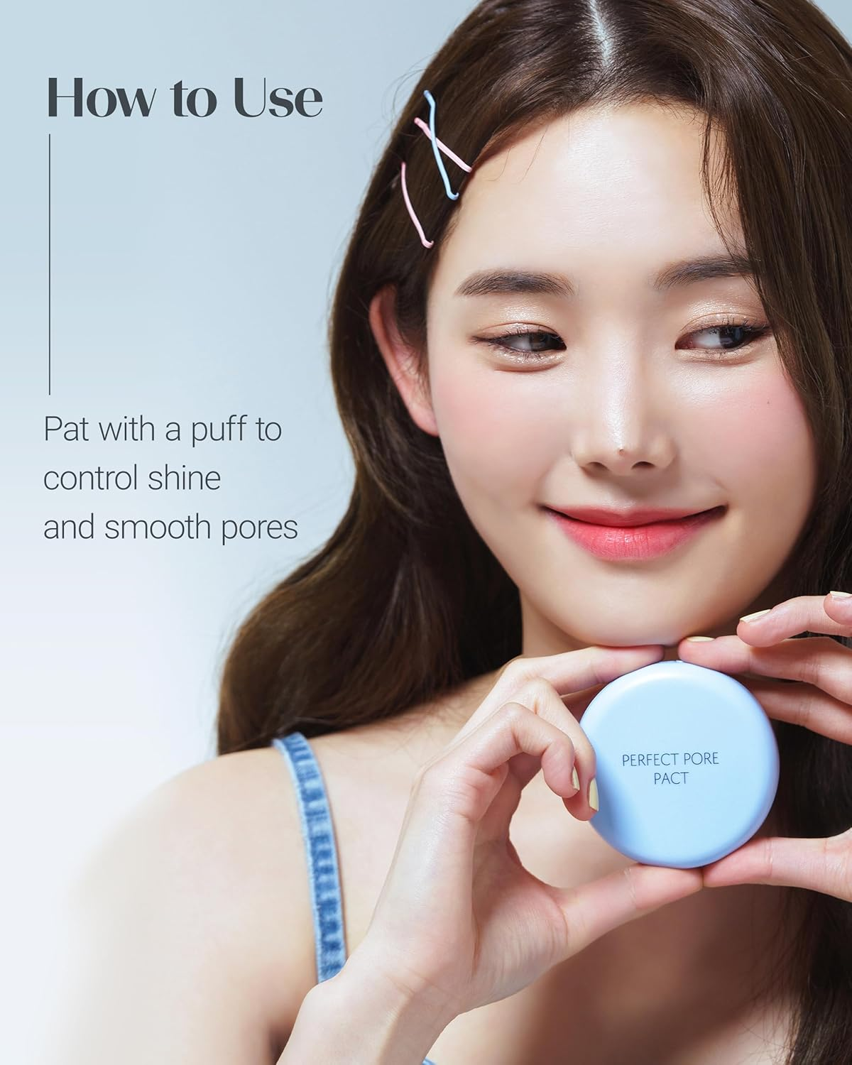 THESAEM Sebum Control Makeup Pressed Powder Pact, Pore Minimization, Plant-Based Setting Finishing Powder to Absorb Sweat and Prevent Clumps, with Mirror and Puff - Saemmul Perfect Pore Pact 12G image number 5
