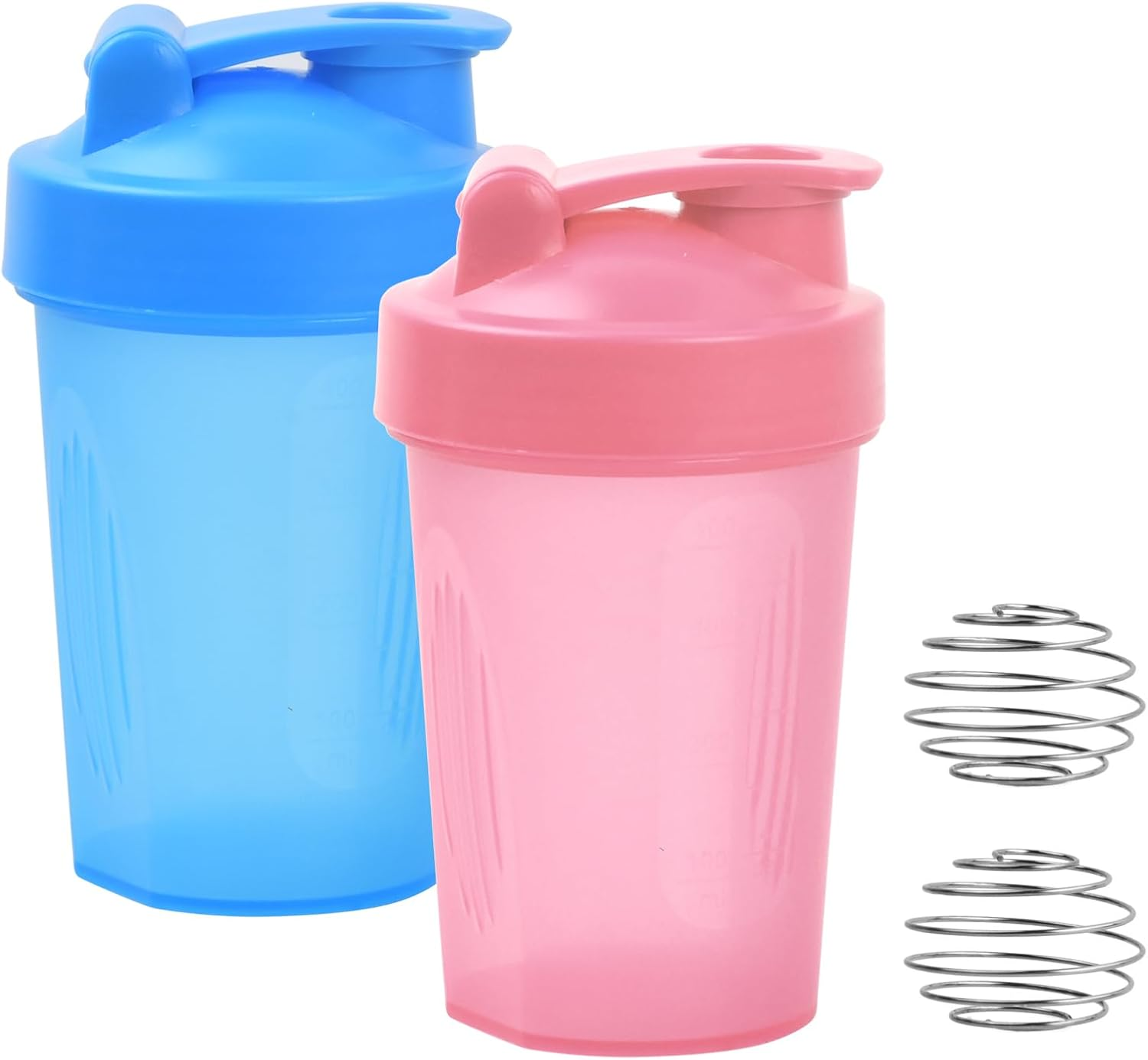 2 Pcs Protein Shaker Bottle, 400Ml Sports Bottle Protein with Wire Mixing Ball Sports Leakproof Water Bottles for Protein Shakes and Pre Workout image number 1