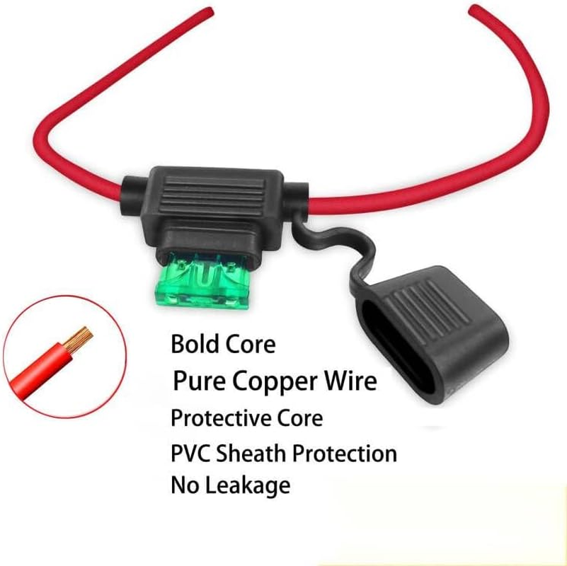 5Pcs 12 AWG Inline Fuse Holder with 30 Amp ATO/ATC Standard Blade Fuse,12 Gauge Automotive Fuse Holder (Black) image number 4
