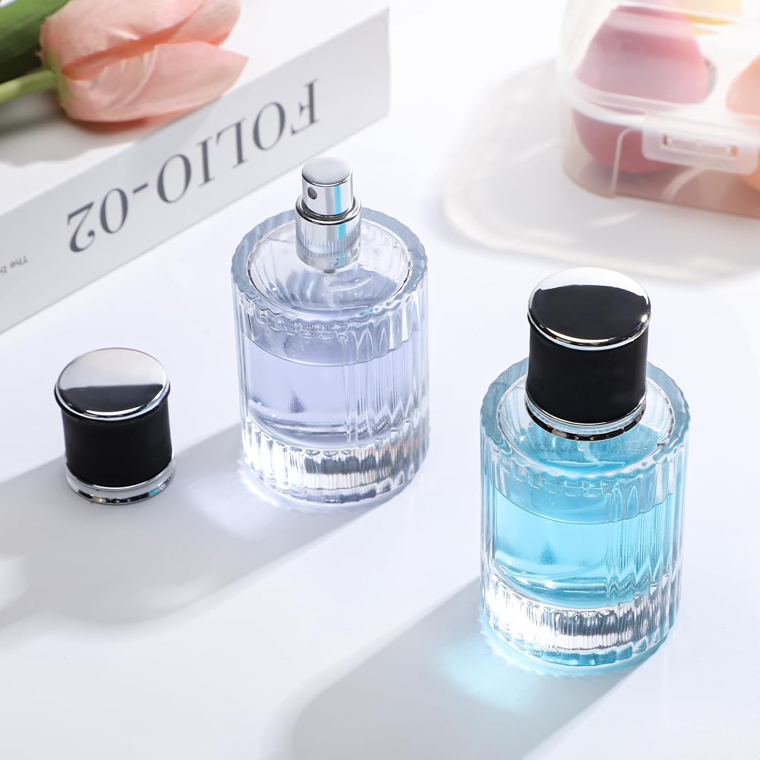 Segbeauty Travel Perfume Refillable Bottle, 2 Pcs 50Ml Perfume Atomiser Glass, Portable Perfume Spray Bottle, Scent Perfume Dispenser for Toner, Perfume, Cologne, Aftershave - Gradient Blue image number 7