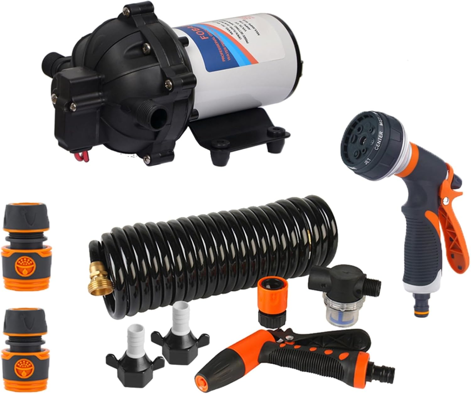 Washdown Deck Wash Pump Kit 75 PSI 12V 6.6GMP for Rv Boat Marine Yacht Caravan (BLACK) image number 2