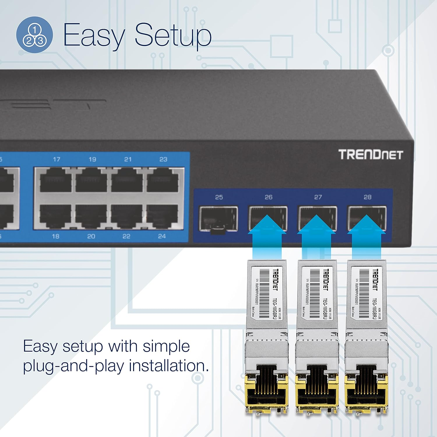 Trendnet 10G RJ-45 Copper SFP+ Module, Convert a Standard SFP+ Slot into a RJ-45 Multi-Gigabit Port, Connect Devices up to 30M (98Ft), Hot-Pluggable, Lifetime Protection, Silver, TEG-10GBRJ image number 4