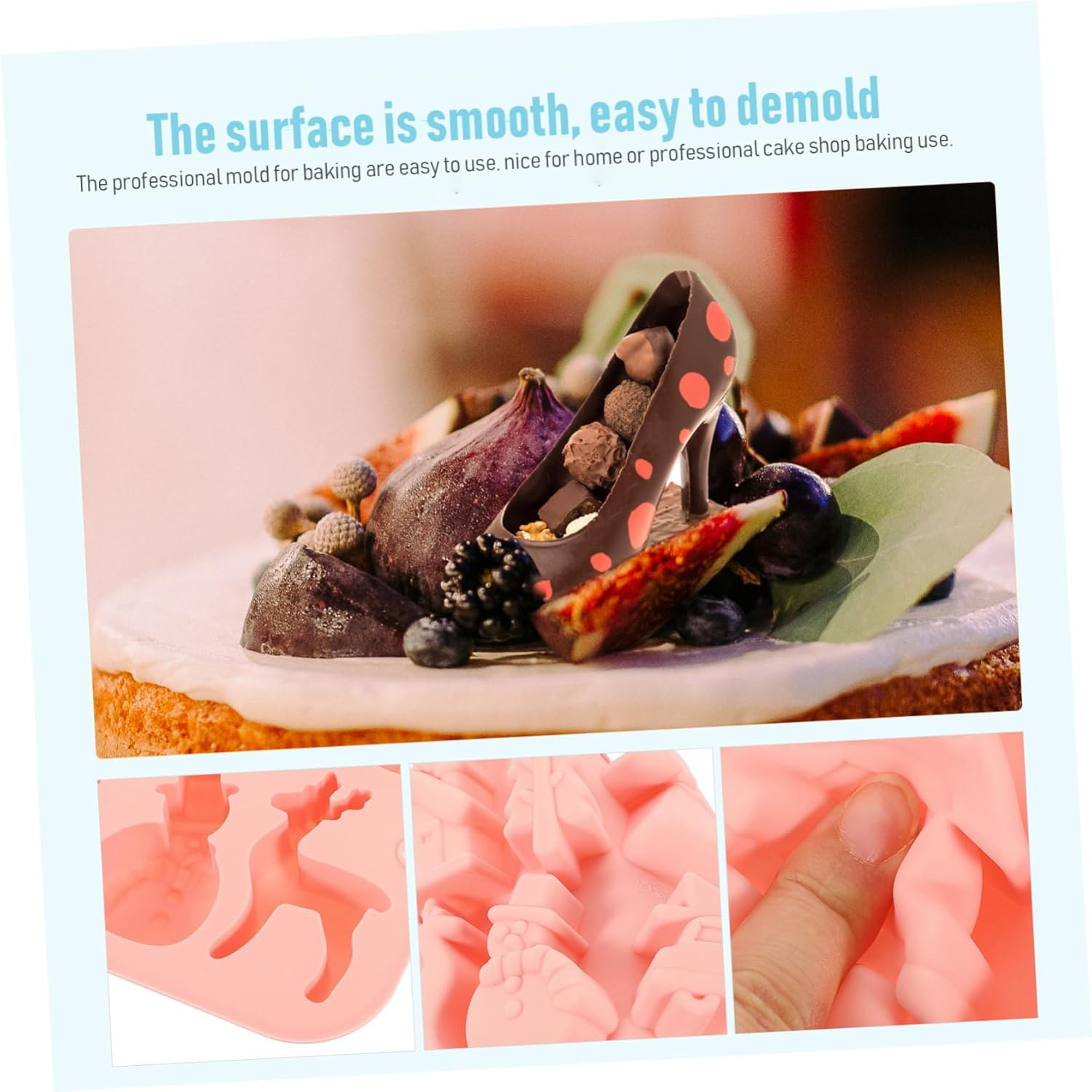 2Pcs DIY Christmas Theme Silicone Baking Molds Xmas Cookie Molds for Candy