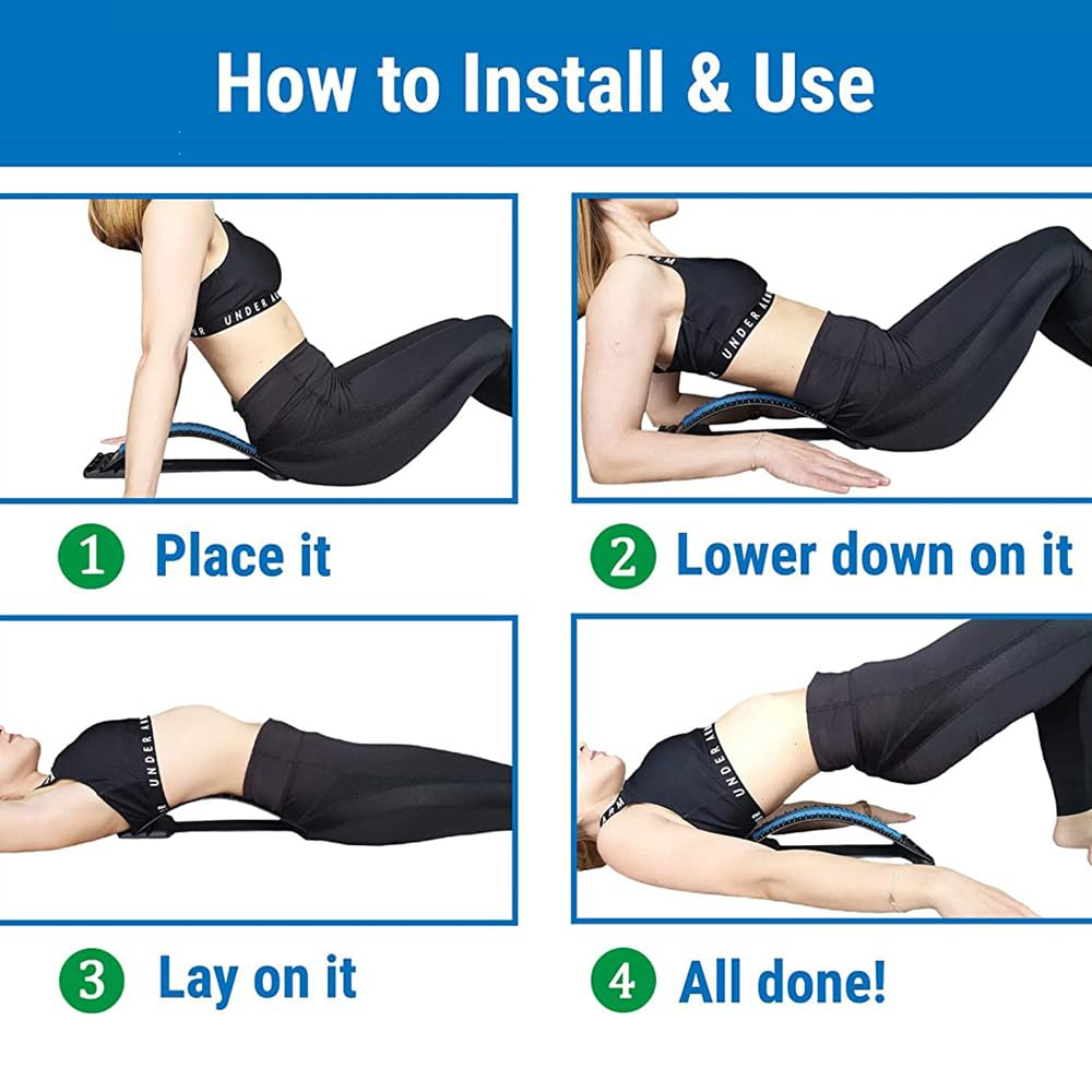 Massager Back Stretcher Lumbar Support Fitness Waist Spine Pain Relief image number 3