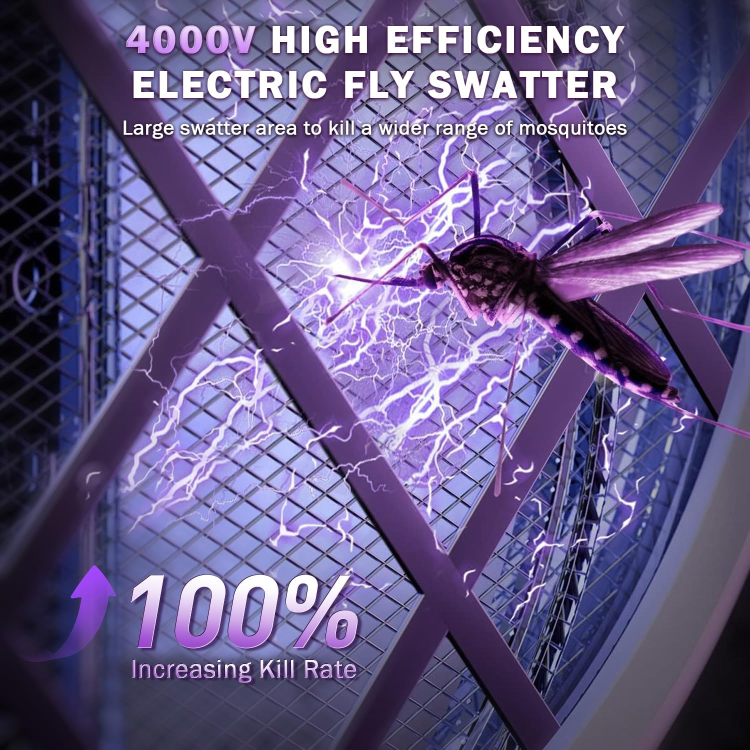 STORMHERO Fly Zapper Mosquito Swatter, 2-Pack Electric Bug Zapper Racket, Mosquitoes Swatter Fly Trap USB Rechargeable, 2IN1 Electric Mosquito Fly Bug Killer Racket for Indoor, Outdoor,Garden&Camping image number 3