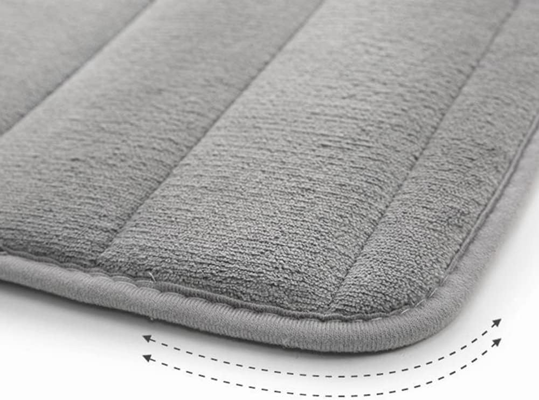 2X Red Non-Slip Bedroom Floor Tub Rug Memory Foam Bath Mat Bathroom Pad Soft Absorbent - 2X Grey image number 5