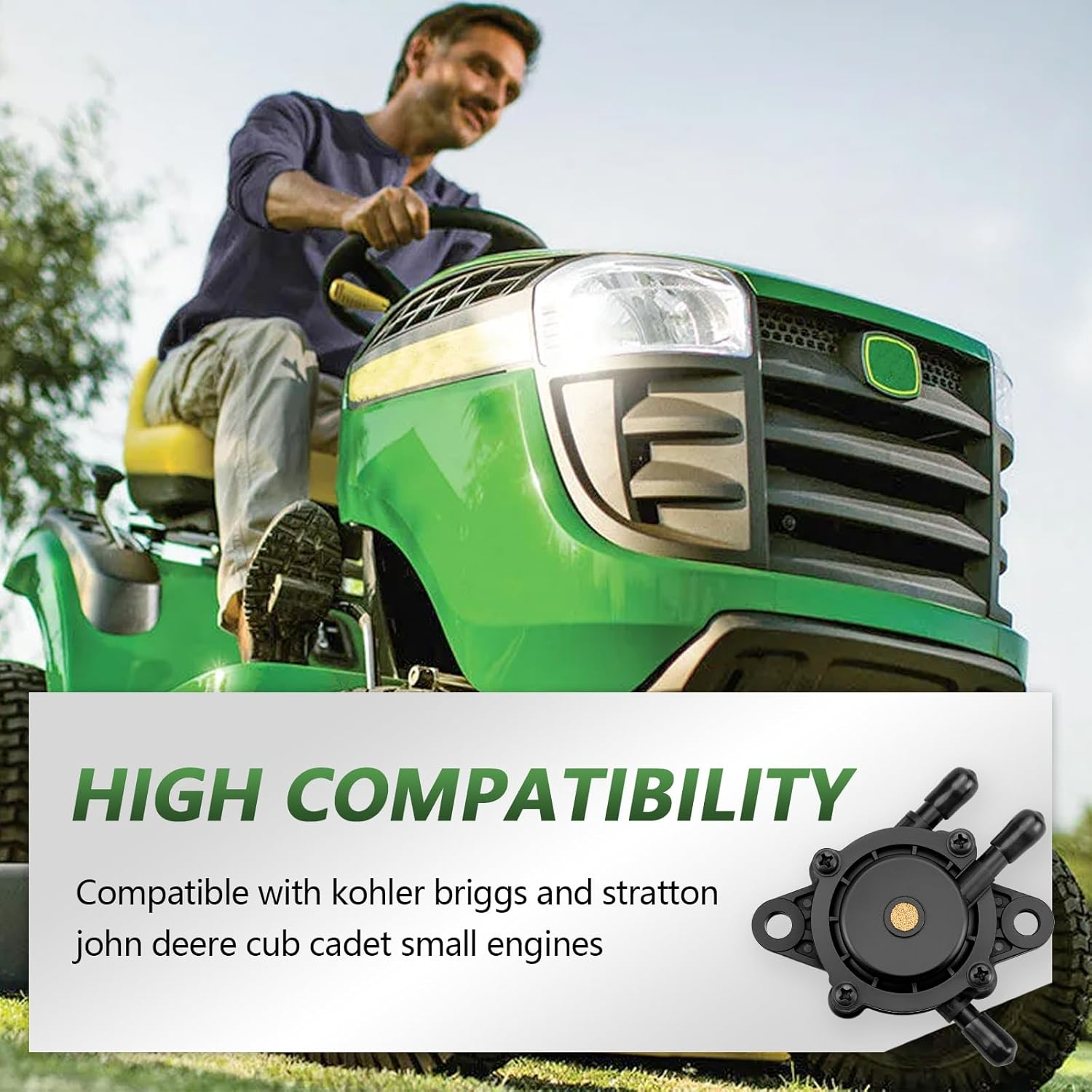 Fuel Pump for Kohler, Vacuum Fuel Pump with Fuel Filter for Kohler 17HP-25 HP Briggs and Stratton John Deere Honda Yamaha Small Engine Lawn Mower Tractor image number 3