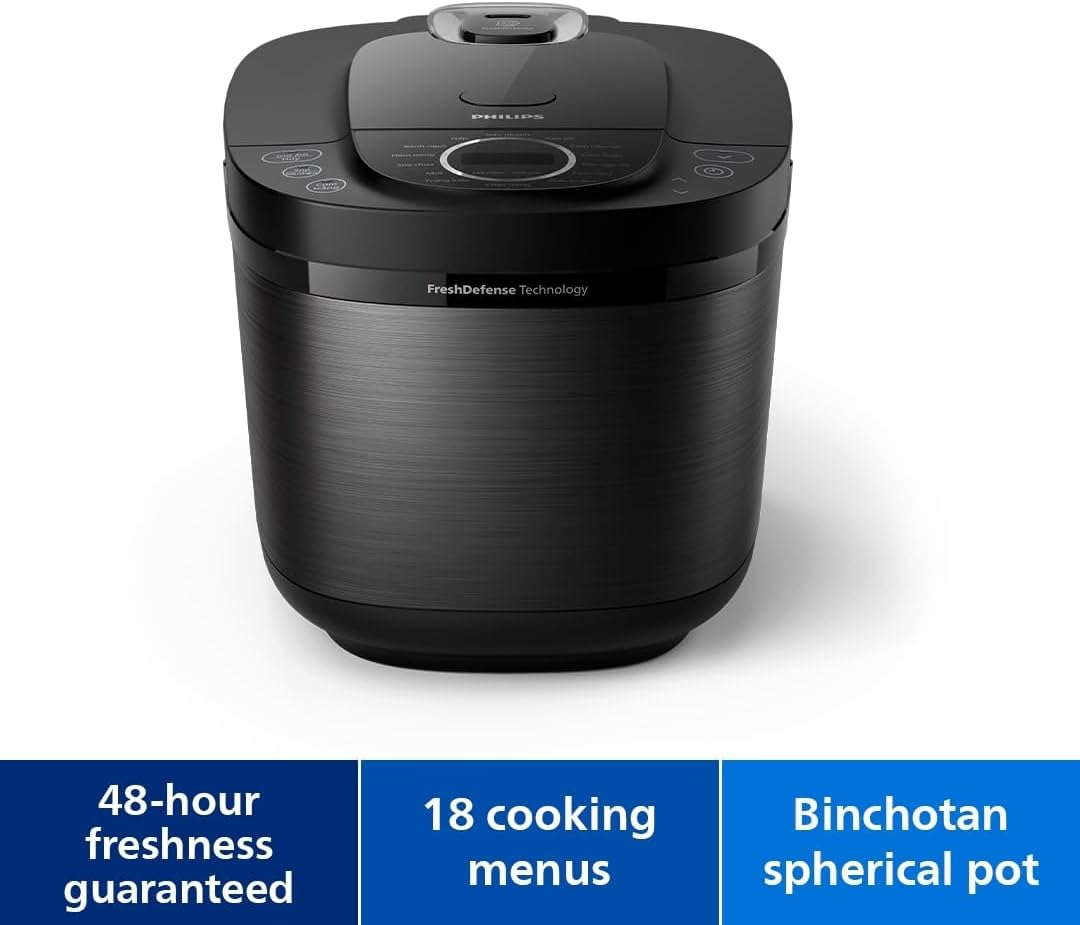 Philips 5000 Series Digital Rice Cooker &ndash; 1.8L, Fluffy Rice for 48 Hours, Freshdefense Technology, Binchotan Coating, 18 Cooking Menus, Smart 3D Heating, Stainless Steel (HD4814/31) image number 4