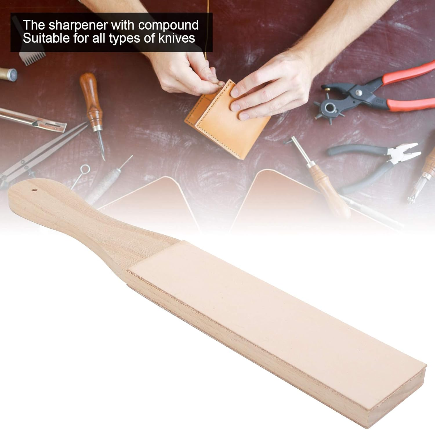 Leather Strop, Leather Paddle Strop, Polishing Tool for Beginners and Professional Engravers Woodworking Sharpening Honing Wood Carving Tools image number 1