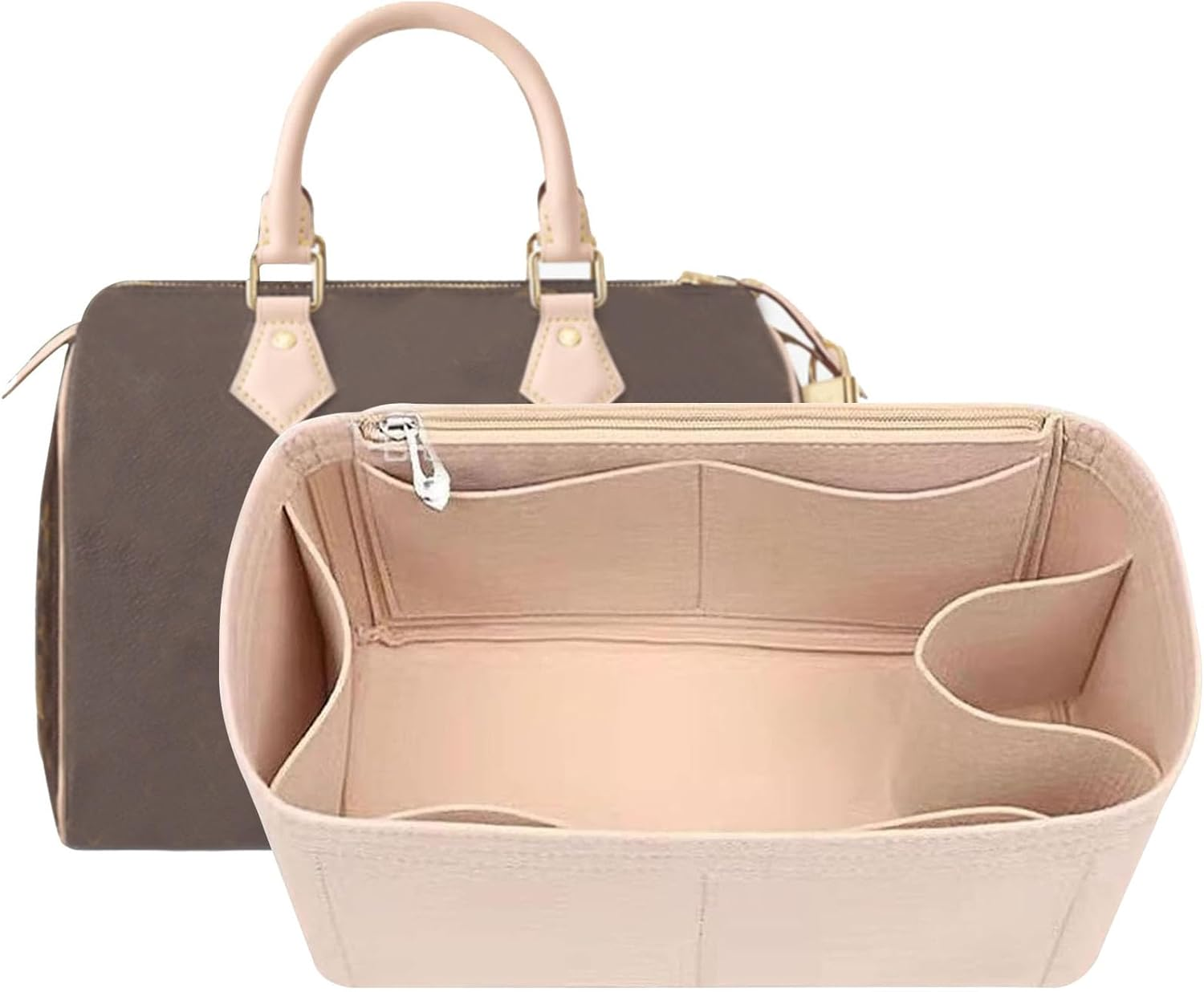 Lckaey Purse Inserts ​For Lv Speedy 25 Organizer Insert, for Monogram Bag, Handbag Protective Insert ​Tote Bag and Hand Bag Protector, Organizer Insert 1083Red-M 9X5.5X5.5In