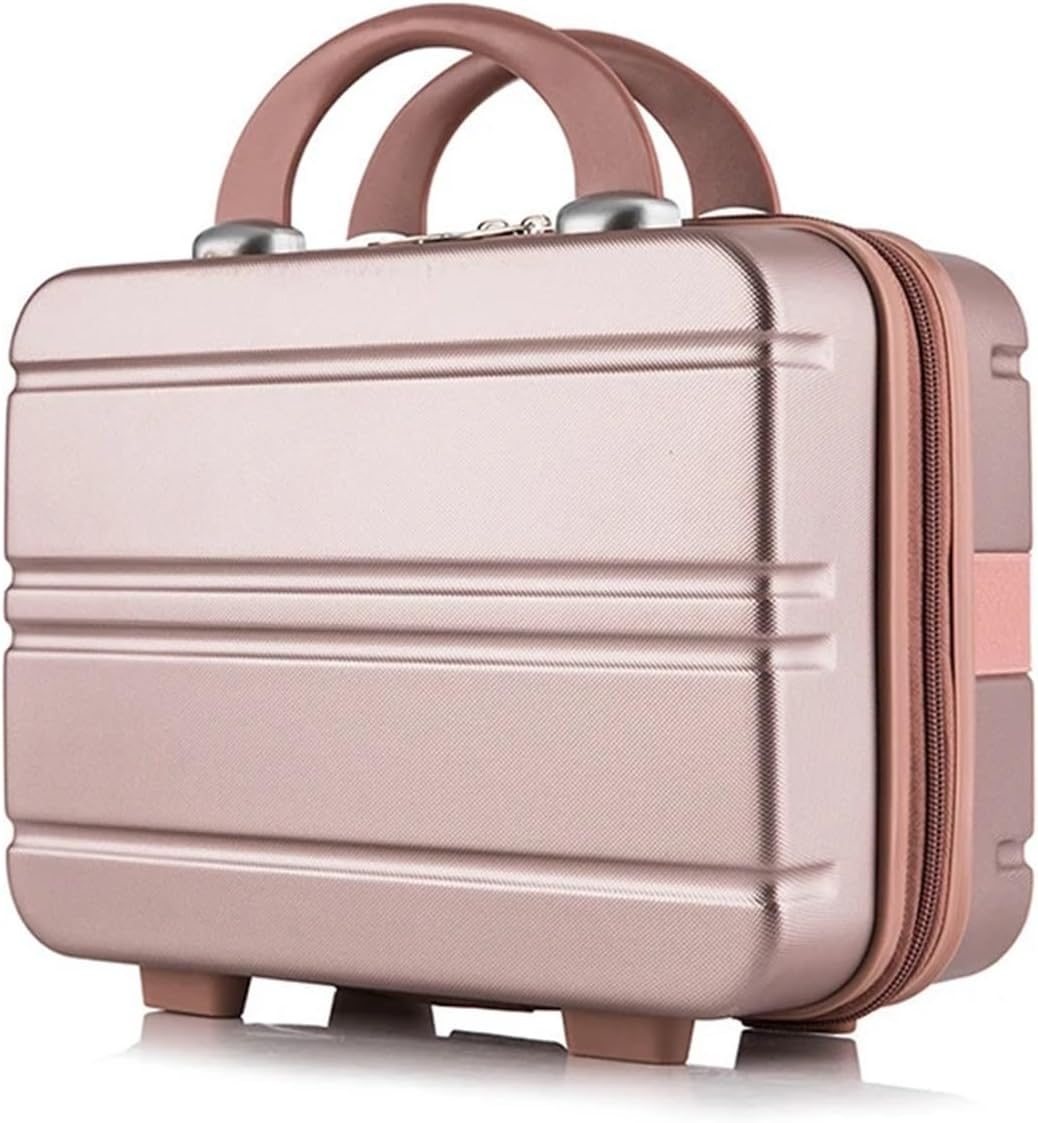 FRAMUN Suitcase ABS Case Bag Women'S Vertical Stripe Portable Makeup Box Small Storage Luggage Travel Suitcase (Color : Rose Gold) image number 1