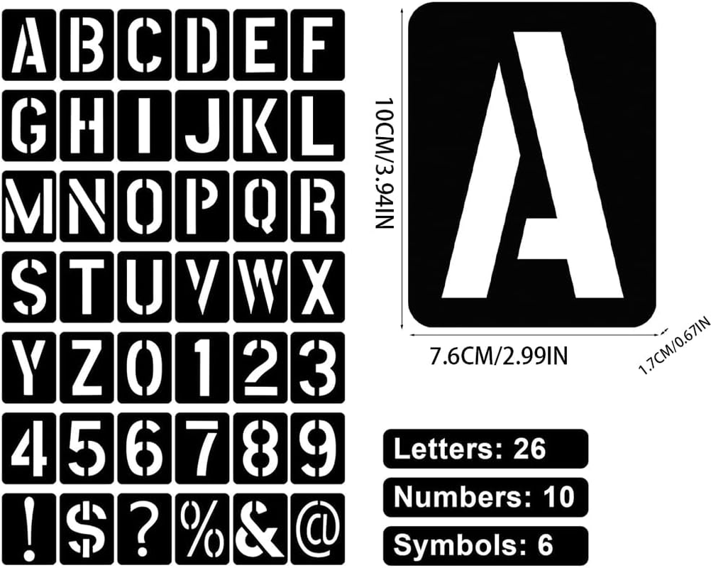 4 Inch Letter and Number Stencils Kit,Letter Symbol Numbers Craft Stencils,42 Pcs Washable Reusable Alphabet Templates Interlocking Stencil Kit for Painting on Wood,Wall,Fabric,Sign,Diy Art Projects image number 6