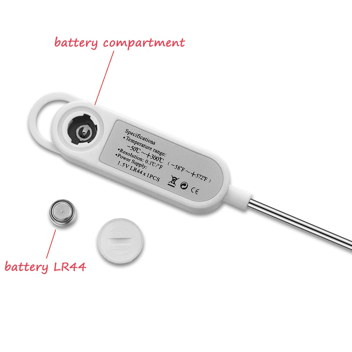 Meat Food Candy Thermometer, Probe Instant Read Thermometer, Digital Cooking Kitchen BBQ Grill Thermometer with Long Probe for Liquids Pork Milk Yogurt Deep Fry Roast Baking Temperature image number 3