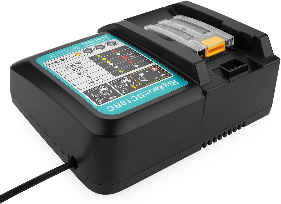 DC18RC DC18RD DC18RA Rapid Battery Charger, Compatible with Makita Tools 14.4V-18V LXT Li-Ion Battery BL1815 BL1820 BL1830 BL1850 BL1860 BL1840 BL1430 BL1415 image number 3