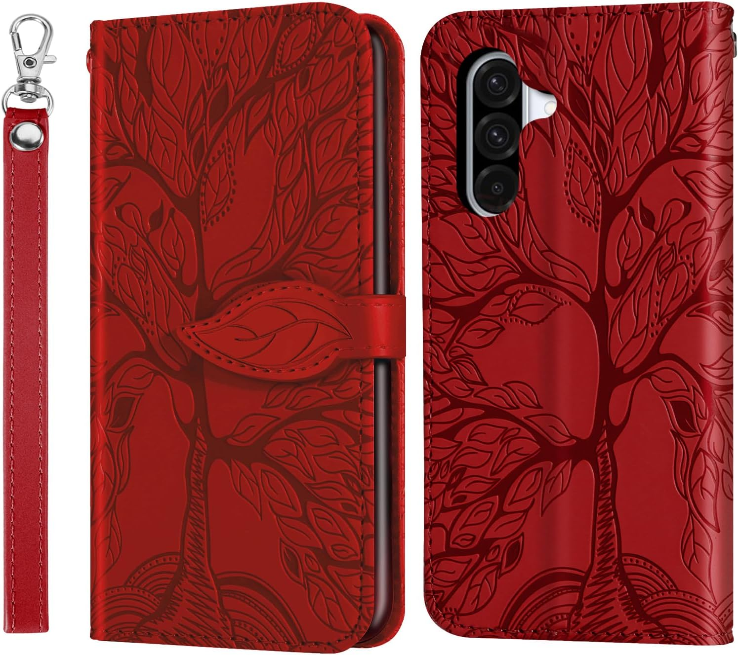 CXTCASE for Samsung Galaxy A36 5G Case PU Leather Folio Flip Cover with Card Slots, Magnetic Wallet Phone Case for Samsung Galaxy A36 5G - Red - Brown image number 6