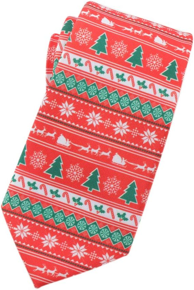 Christmas Tie Xmas Accessories Printed Tie Santa Claus Christmas Tree Elk Snowman Tie Decorative Dress,Tie Width 3.15In image number 1