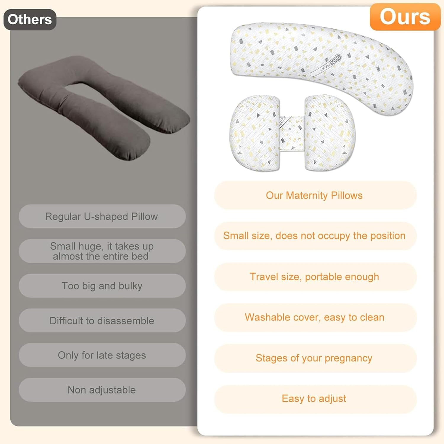 Pregnancy Pillows for Sleeping, Maternity Pillow, Pregnancy Body Pillow Support for Back, Legs, Belly, HIPS of Pregnant Women, Detachable and Adjustable with Pillow Cover