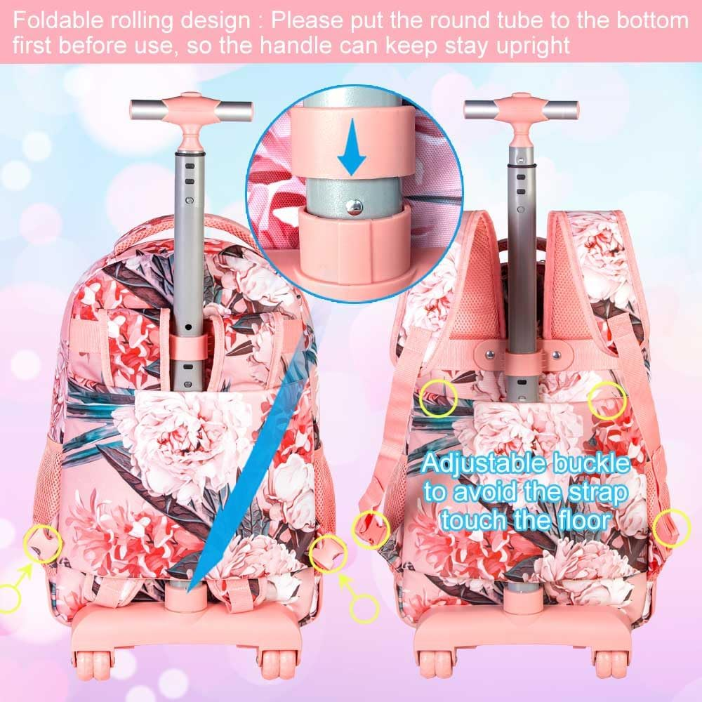 ZLYERT Rolling Backpack for Women Men, Roller Bookbag on Wheels for Girls Boy, Travel Wheel Backpack for Adults image number 2