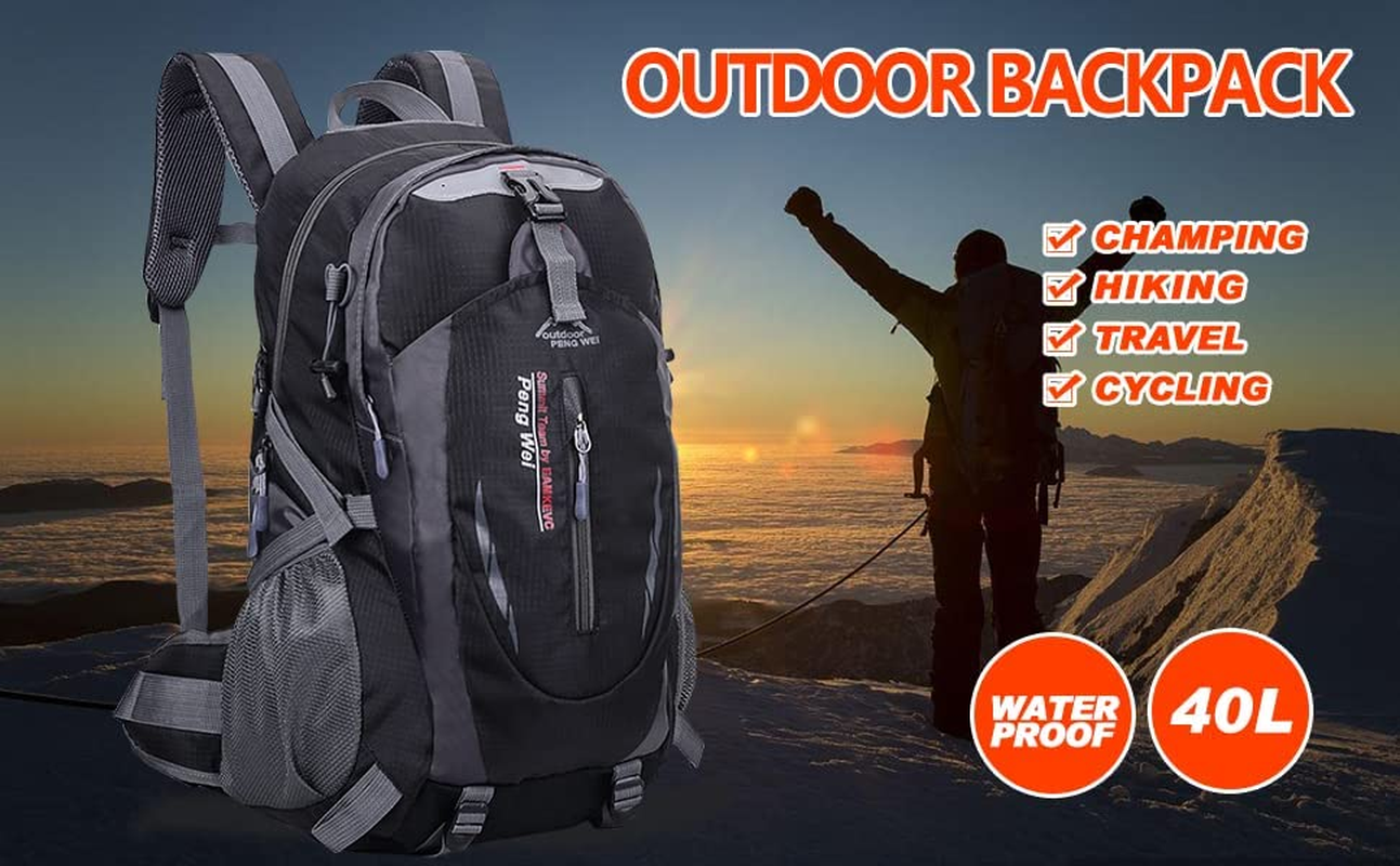 Hiking Backpack 40L Large Waterproof Hiking Camping Bag Travel Backpack Outdoor Luggage Rucksack