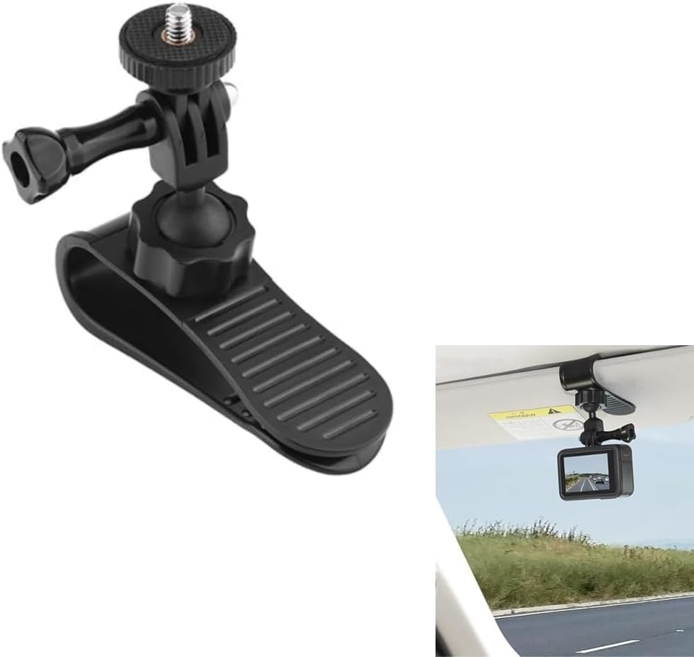 Car Sun Visor Mount for Insta360 X4 X3 X2 DJI Osmo Pocket 3 Action 4 3 Gopro 12 11 10 9 8 7,Car Mount inside Holder with Phone Clip,Vlog/Video POV Mount Smartphone Holder,Cell Phone Accessories image number 2