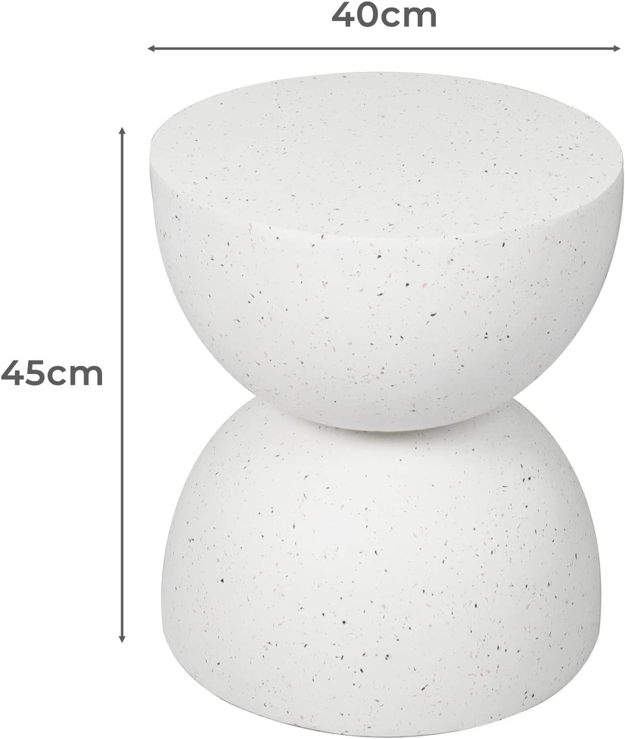 LEVEDE round Side Table, Small Hourglass End Table, Vintage Terrazzo Coffee Tables, Bedside Table for Living Room, Bedroom, Office, Cafe, No Assembly Required (40 X 46Cm, Beige)