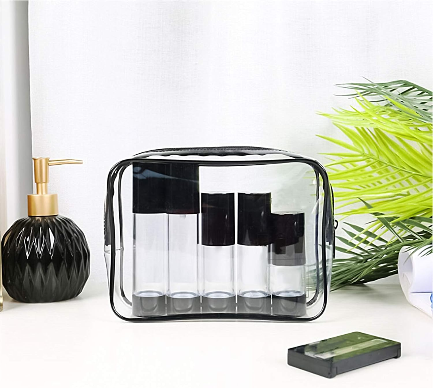 Clear Makeup Bags Set, 4 PVC Zippered Toiletry Carry Pouch, Travel Toiletries Bag, Portable Cosmetic Makeup Organizer Case, for Vacation, Bathroom and Organizing image number 1