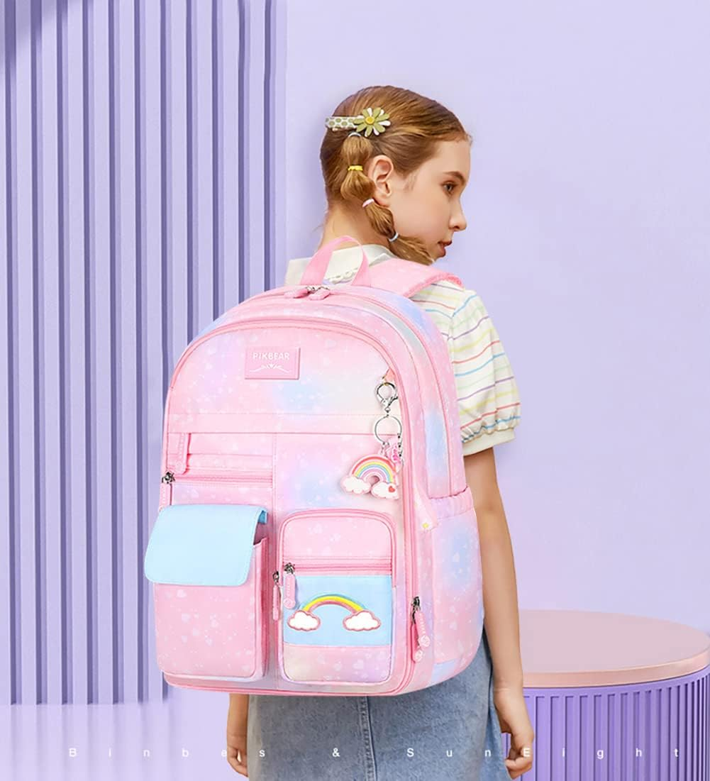 School Backpack for Girls, Lightweight Waterproof Cute School Bookbag for Teen Kids Students Elementary - Butterfly Blue image number 2