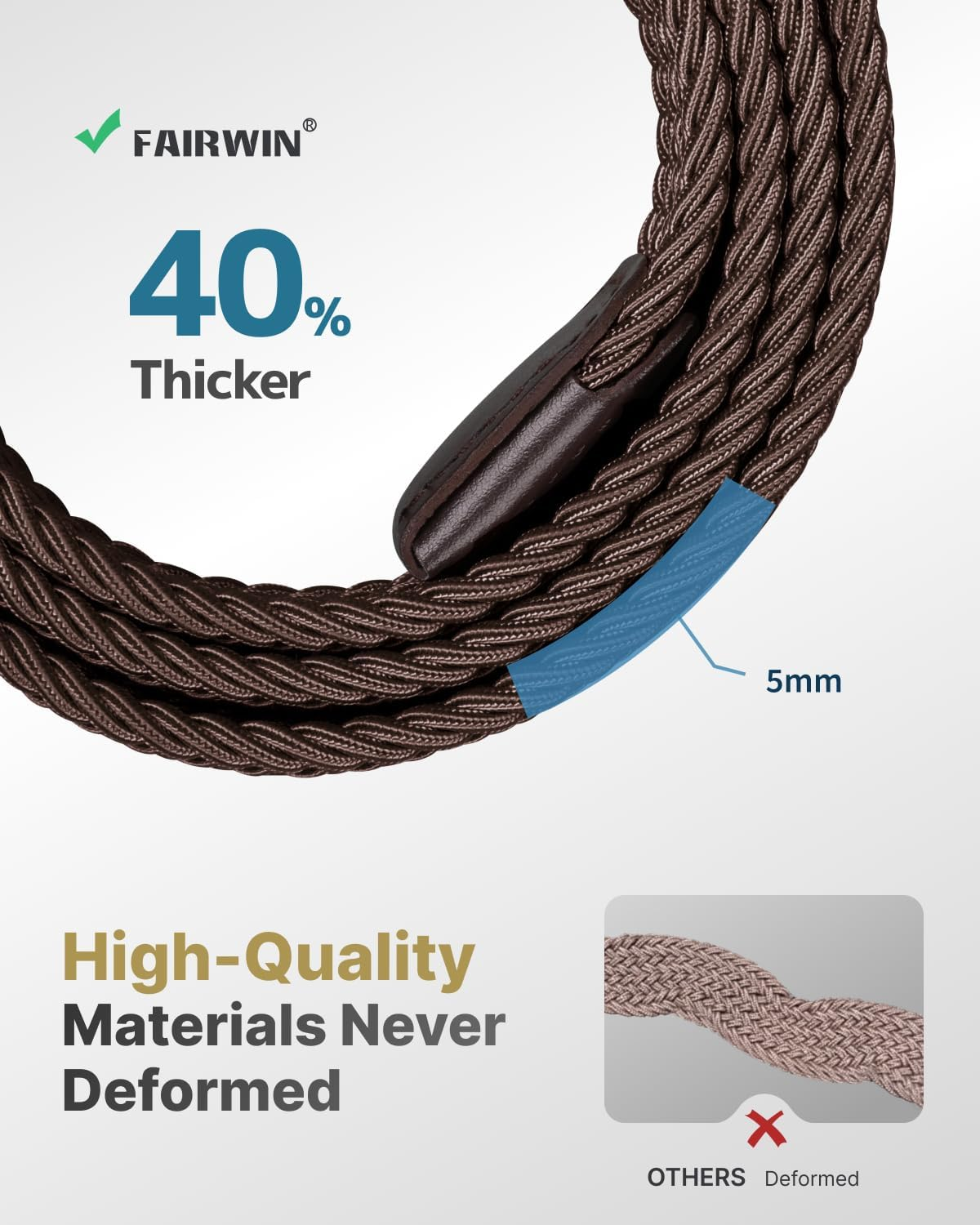 FAIRWIN Elastic Mens Belt Jeans 1 3/8" Casual Stretch Woven Golf Cloth Belt for Men Flexible Shorts Pants Stretchy Belts image number 5