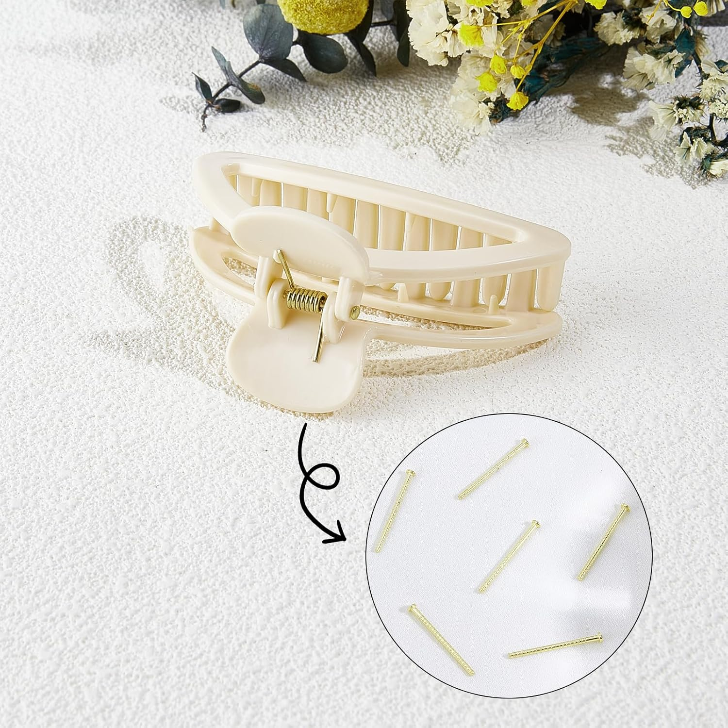 NICENEEDED Pack of 5 Central Axle Bars for Hair Clip Spring Replacement 25 Mm Golden Central Axis for Repair Parts of Square and Rectangular Butterfly Jaw Clamps image number 5