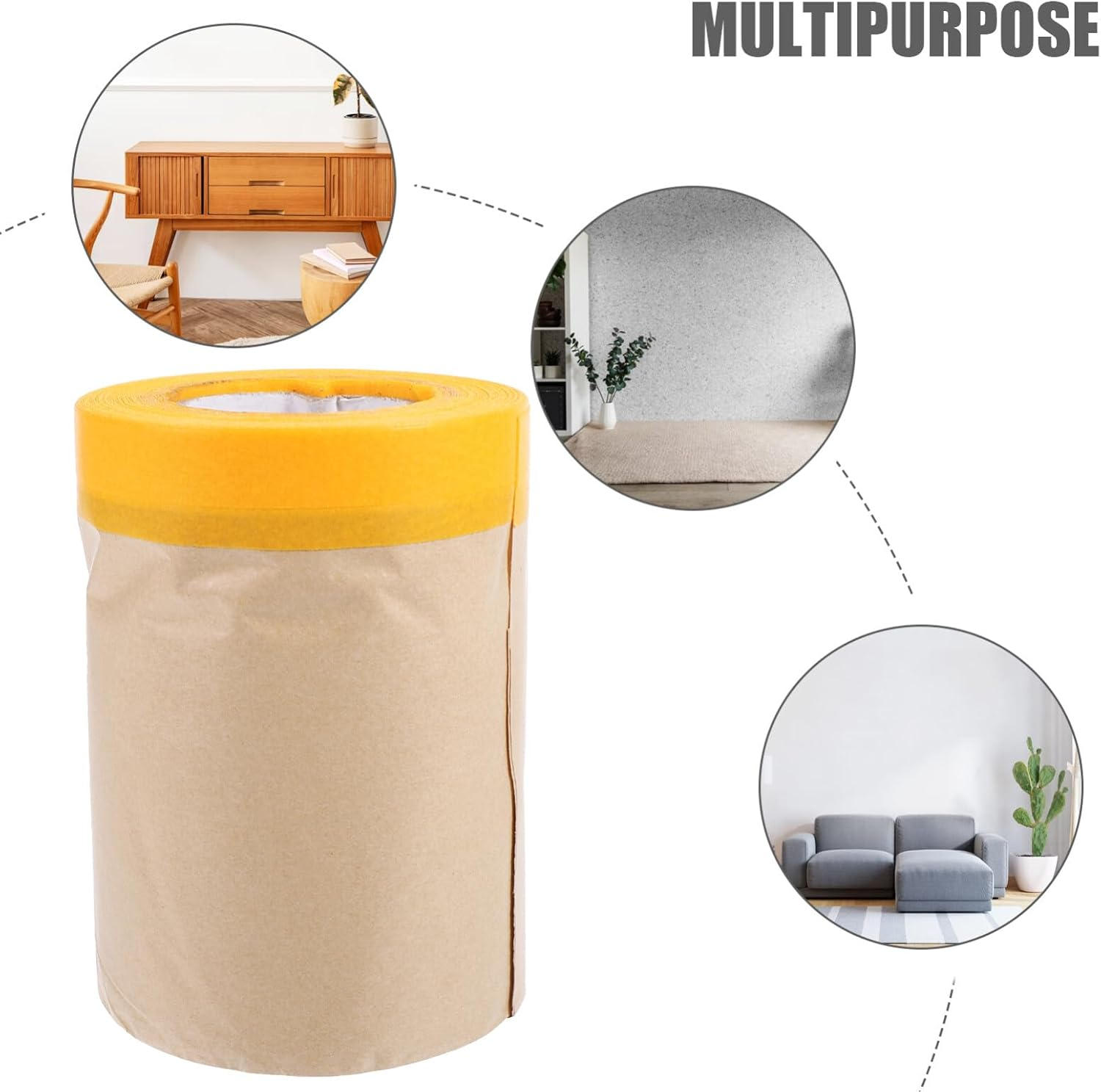 UPKOCH 2Rolls Furniture Covering Kraft Paper Masking Film Easy Peel Automotive Painting Masking Paper