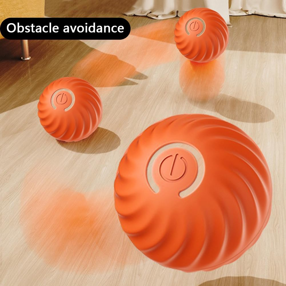 CEWROM Interactive Cat Toy, Self-Employment, 360&deg; Ball Cat Toy with LED Light and Rechargeable USB Battery, Intelligence Toy Ball for Indoor Cats (Orange) image number 2