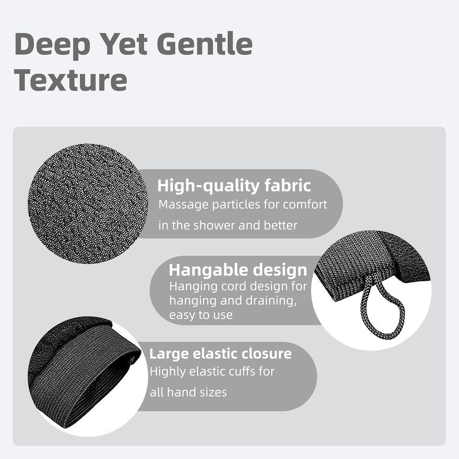 Suytvenxau Exfoliating Gloves - Body Scrub Gloves for Removing Dead Skin - Korean-Style Exfoliating Towels for Women and Men - Perfect Preparation before Tanning - Black Pairs image number 2